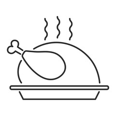 christmas turkey line web icon