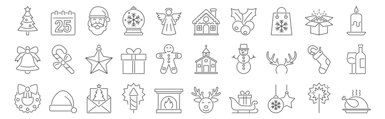 Obraz premium christmas line web icon set