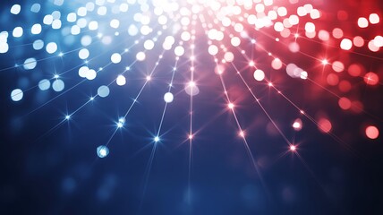 Red and blue bokeh lights with starbursts on dark background image