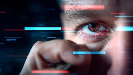 Human eye viewing digital data stream cyber security concept technology vision internet network analysis - Powered by Adobe