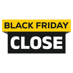 Black Friday business opening announcement graphic. Bold, modern design with black 