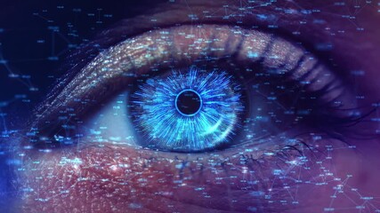 Human cyborg eye futuristic control protection personal internet security access. robot dna system, future technology innovation science. future of digital vision technologies, security and biometric - Powered by Adobe