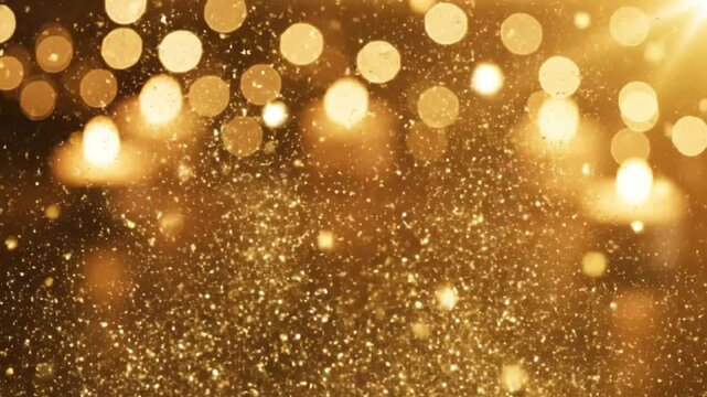 A luxurious and warm animated background evoking the elegant Thanksgiving in a rich, golden light, with a continuous cascade of shimmering colorful glitter and sparkling dust particles drifting slowly