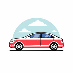 Obraz premium Simple Flat 2D Cartoon Car Vector Set