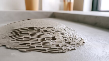 Close up of freshly applied concrete with textured surface, ready for further construction work