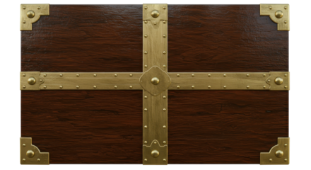 Elegant Wooden Chest: A beautifully crafted wooden chest, adorned with brass accents, exudes timeless charm and vintage elegance. A symbol of storage and luxury.