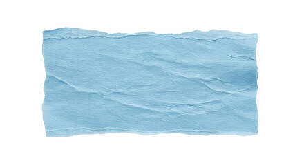 Obraz premium Horizontal piece of light blue crumpled paper with rough jagged torn edges. isolated PNG with Transparent Background