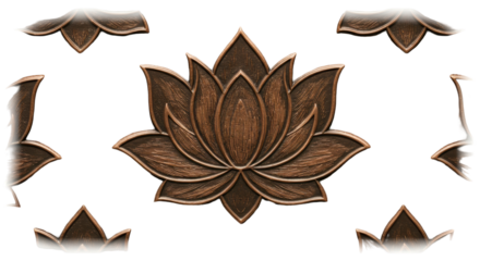 Lotus Flower Ornament: A detailed wooden lotus flower ornament, symbolizing purity and enlightenment, is presented with artistic detail, perfect for spiritual and decorative themes.