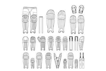 wicket keeper pads wicket and gloves and bad