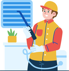cleaning technician character illustration