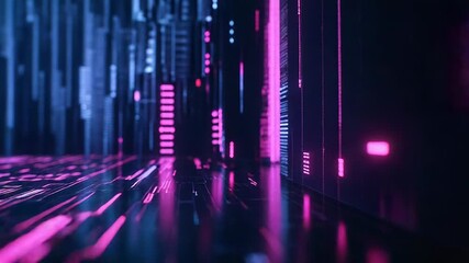 Cyberpunk city street with glowing neon lights - Powered by Adobe