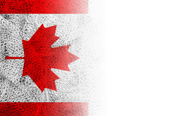 White background with Canadian flag on fishing net