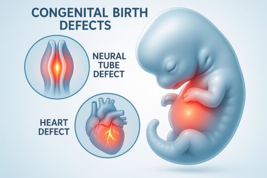 Congenital Birth Defects Embryo Neural Tube and Heart Defect 3D