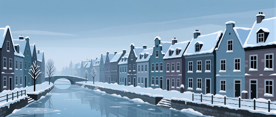 Winter serenity in a quaint snow-covered town