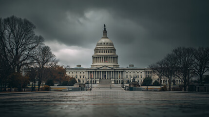 Fototapeta premium United States Capitol Building Dark Cloudy Day