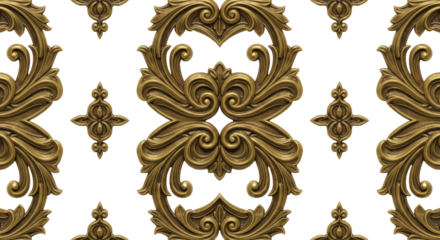 Ornate Golden Embellishment: Intricate details and patterns come to life in this striking display, with elements reminiscent of historical architectural designs. 