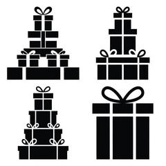 christmas gift tower silhouette clipart set