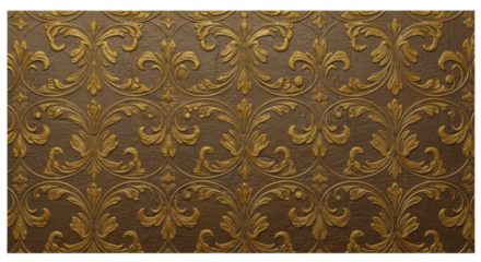 Elegance in Gold: A close-up shot captures the exquisite detail of an ornamental, gold-patterned, evoking a sense of luxury, richness and artistry.