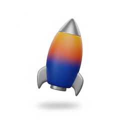 3d rocket financial growth concept with gradient color, minimal style, clean white background