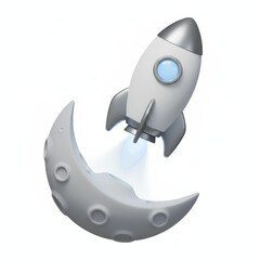 3d rocket financial moon launch glow optimism