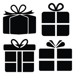 gift wrapping silhouette clipart set
