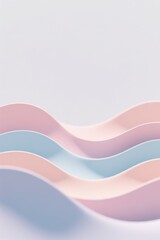 Abstract Paper Waves In Pastel Colors Against A White Backdrop Soft Lighting