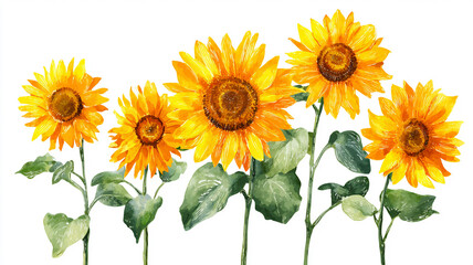 Obraz premium Sunflower, watercolor hand-painted isolated on white background