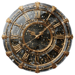 Obraz premium Ornate clock with glittering particles isolated on transparent background