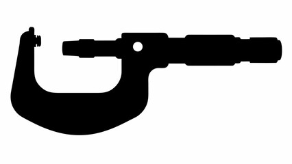 Naklejka premium Silhouette of a micrometer used for precision measurement in engineering and manufacturing work shop tool