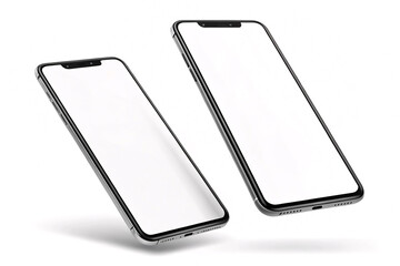 Showcase your app design on these sleek smartphones with a blank screen, perfect for modern technology and user interface presentations