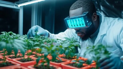 Gen Turbo zooms in on scientist using advanced technology to nurture plants in a controlled environment with precise care - Powered by Adobe