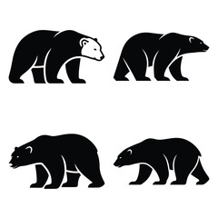 polar bear silhouette clipart set