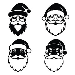 santa face silhouette clipart set
