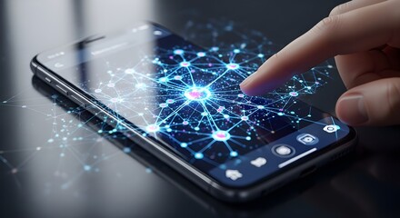 Modern Mobile Device Interacting with Digital Network Connections