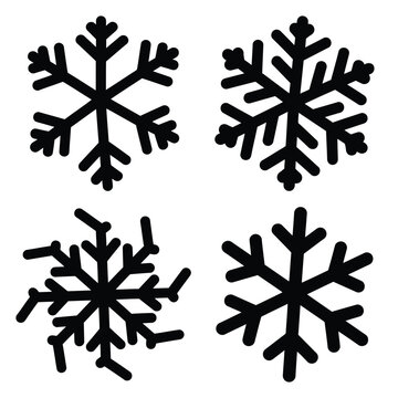 snowflake swirl silhouette clipart set