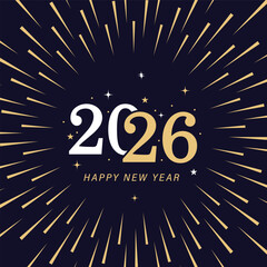 Happy New Year 2026 greeting card text Celebration background 
