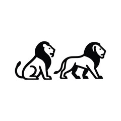 Lions animals icons vector