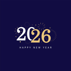 Happy New Year 2026 greeting card text Celebration background 
