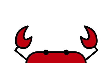 A red crab peeks upward with raised claws, creating a lively coastal moment that blends playful energy, seaside character, and the charm of simple ocean life