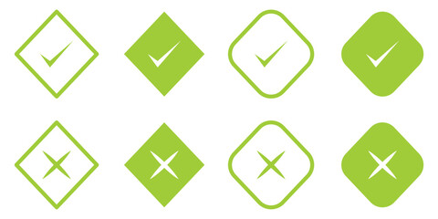 Check Mark Icons. Tick Symbol Set. Check box icon with right or correct buttons and yes checkmark tick box icons - checkbox symbol sign. Check mark box square frame. accept sign.