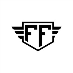 FF Logo vector image of initial shield with wing outline and simple shield