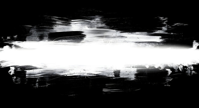 Expressive abstract monochrome background featuring a wide, white, horizontal brushstroke across a dark, textured surface - Powered by Adobe