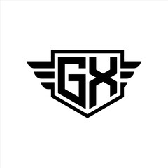 Obraz premium GX Logo vector image of initial shield with wing outline and simple shield