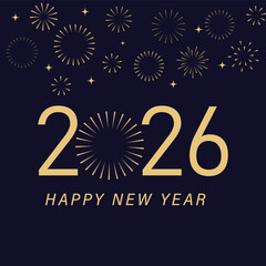 Happy New Year 2026 greeting card text Celebration background 