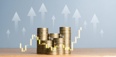 business graph on a gold background