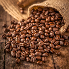 Premium Colombian Coffee Background with Roasted Beans and Warm Rustic Texture