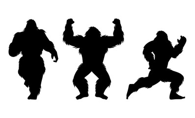 Bigfoot Silhouette Set on white background