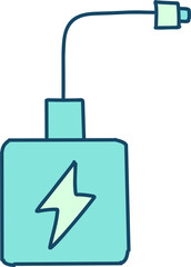 Blue charger with lightning bolt on a black background evokes energy transfer