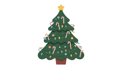 Festive Evergreen: A vibrant, decorated Christmas tree, aglow with cheerful lights and ornaments, symbolizing the joy and anticipation of the holiday season.