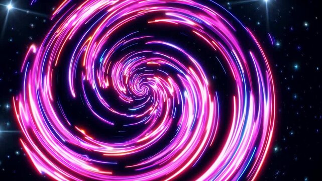 dazzling 4k abstract swirl bright pink purple neon lights twisting vortex deep space evoking power energy cosmic motion ideal futuristic music digital art visuals